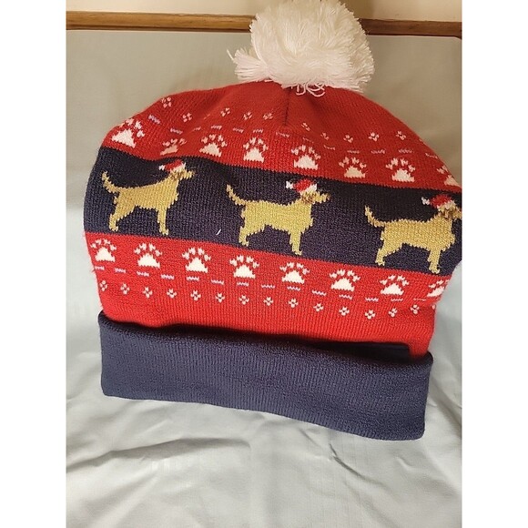NEW WEMBLEY Winter Hat Cuffed, Twinkle Lights, Happy Holidogs, Christmas - Picture 4 of 5